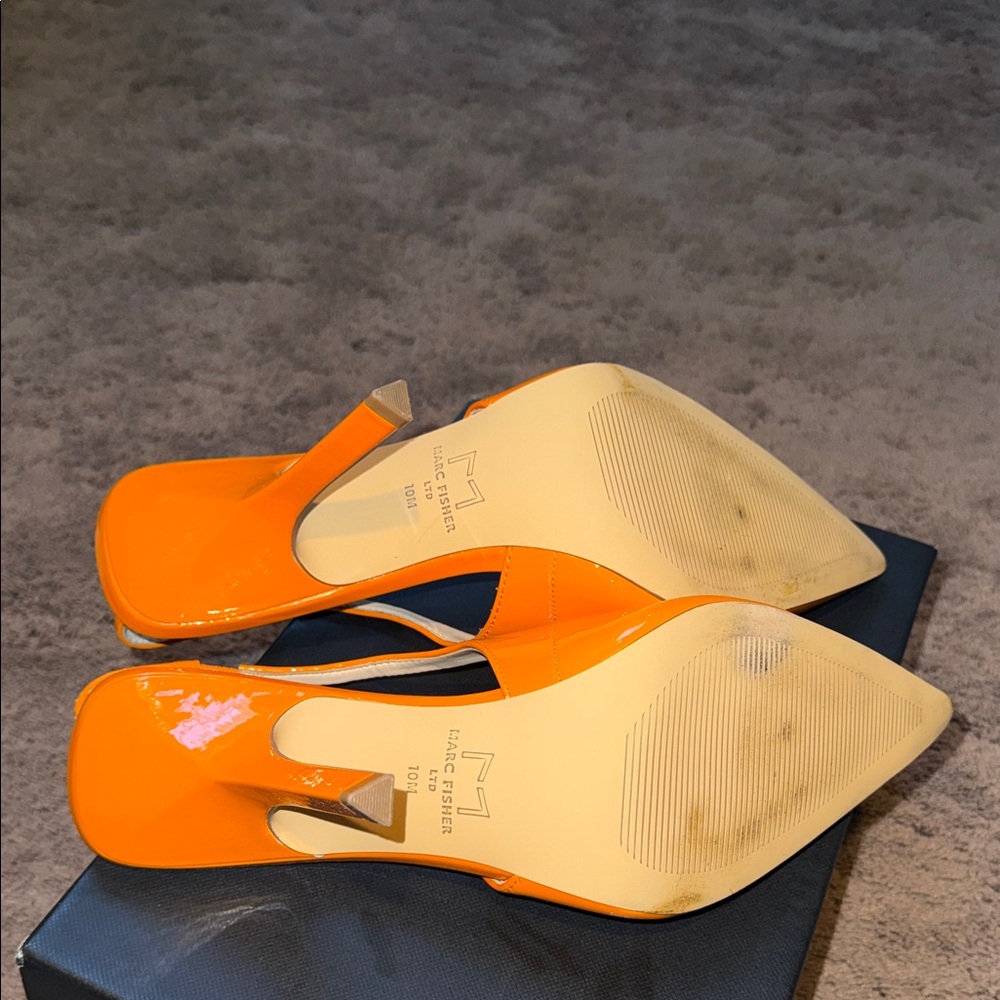 Marc Fisher EMALYN Bright Orange Slingback Heels COMFY - Picture 4 of 6